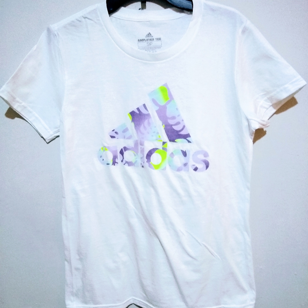 Adidas Amplifier Logo Graphic White T-shirt Women's Size M, L